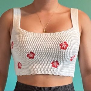 Knitted Flower Crop Top